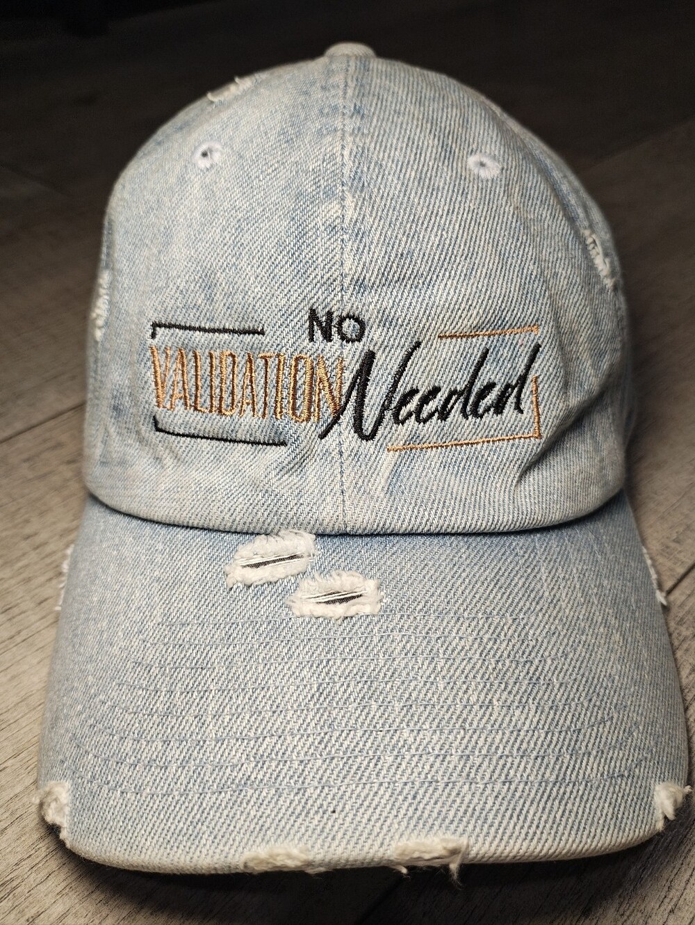 KBETHOS Vintage Lightwash Denim Distressed Dad Cap No Validation Needed.